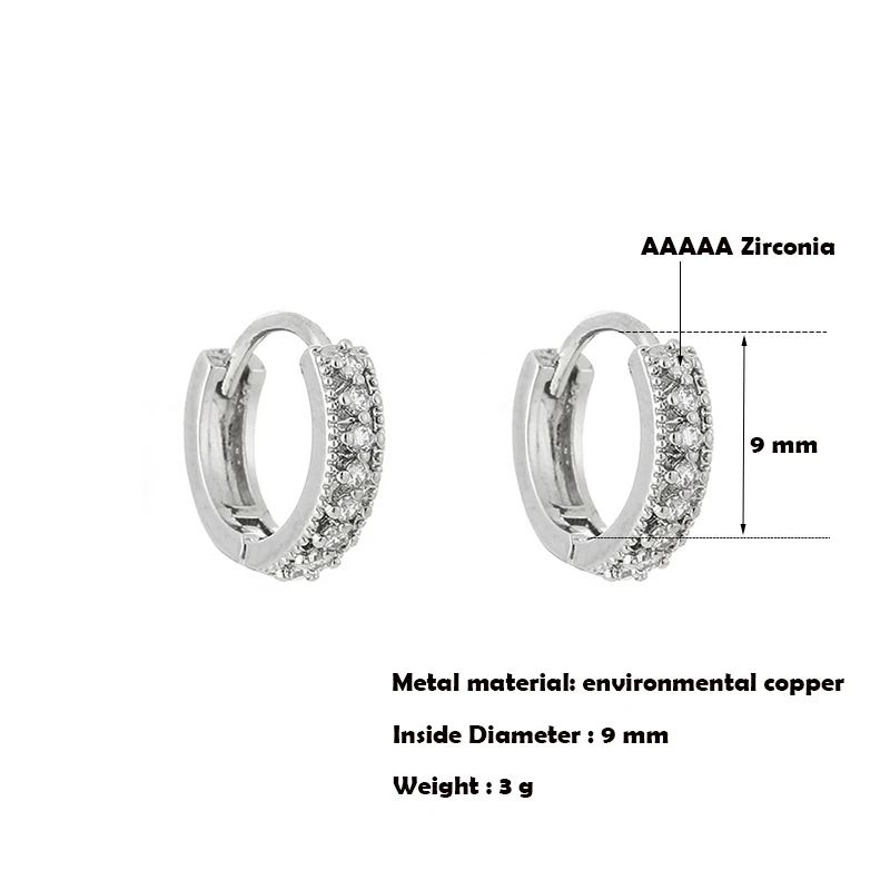 

Bohemian Tiny Hoop Earrings Micro Zirconia Stone Stud Small Huggies Earrings Piercing Jewelry For lady Girls inside 9mm