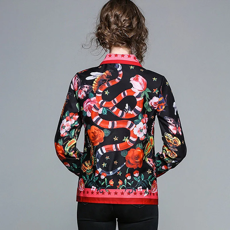 Женская модельная рубашка Повседневная Свободная черная блузка большого