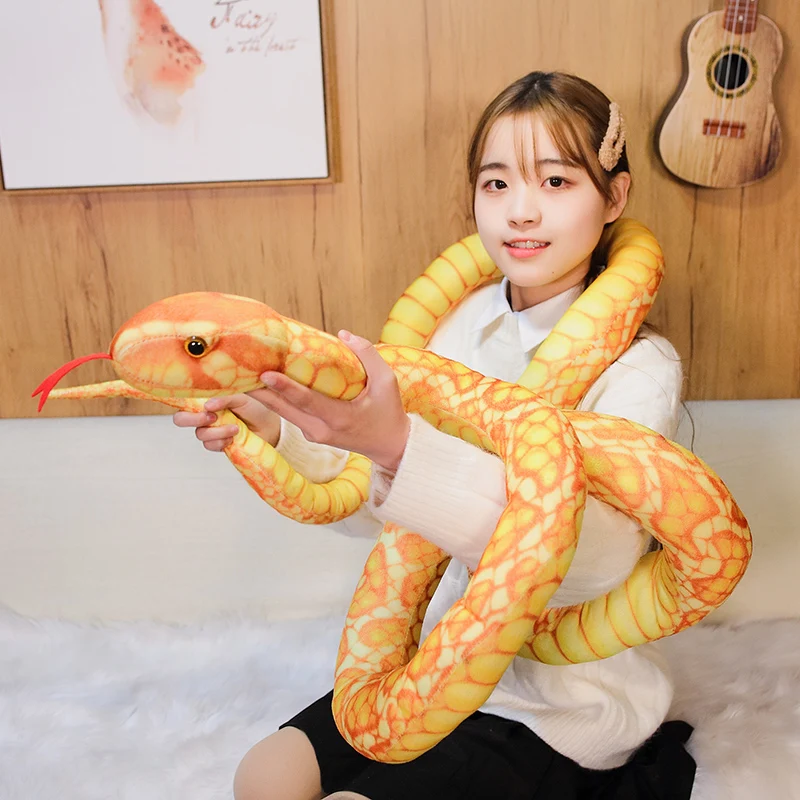 

Simulated Snakes Plush Toy Giant Boa Cobra Long Stuffed Snake Plushie Red Yellow Blue Green Friends Gift