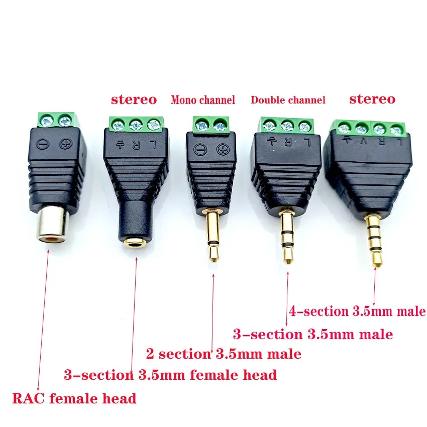 Earphone Audio Jack 3.5mm Connector Stereo Adapter 3.5mm RCA Audio Mono Channel Plug to Screw Terminal Audio Mono Channel Plug