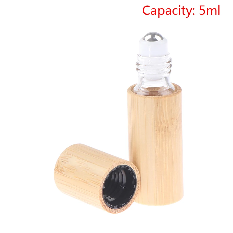 

5 мл натуральный бамбук, многоразовый пустой ароматизатор эфирного масла, ароматизатор, стальной роликовый флакон, аксессуары для путешест...