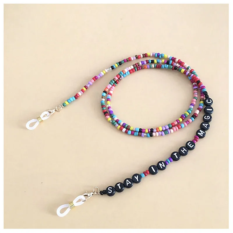 

2021 New Fashion Unisex Acrylic Beaded Chain Face Mask Lanyards Reading Glasses Chain Neck Straps Mask Cord Holder