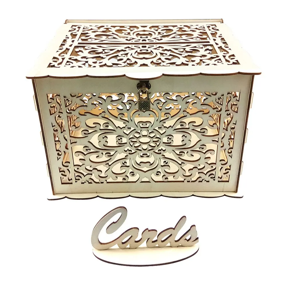 Сделай Сам рустикальная Свадьба картонная коробка с замком и карты знак