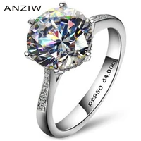 anziw luxury 4 carat nscd solitaire ring women genuine 925 sterling silver rings engagement sona female wedding finger rings