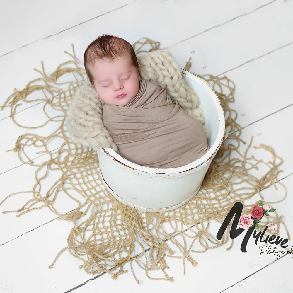 

80*80cm Hand Knitted Chunky Burlap Layer Net Hessian Jute Backdrop Blanket 100% Jute Rope for Newborn Photography Props
