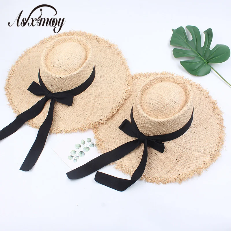 Женская соломенная шляпа с широкими полями Raffia летняя женская высокого качества