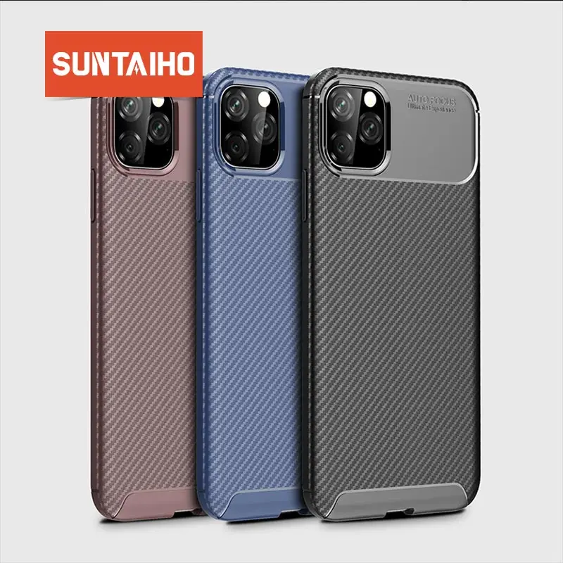 Ультратонкий чехол Suntaiho из углеродного волокна для iPhone 11 Pro Max Мягкий