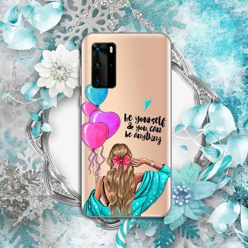 

VOGUE Christmas Princess Girl Female Phone Case Transparent for Huawei P honor 8 10i 20 30 40 smart 2019