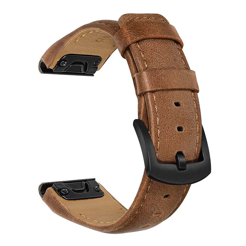 Dark Brown Quick Fit Кожаный ремешок для часов 22 мм для наручных часов Garmin Fenix 6/6 iPad Pro/5/5 Plus/Forerunner 945/935/подход S60/инстинкт ремешок для часов - Цвет ремешка: Dark Brown