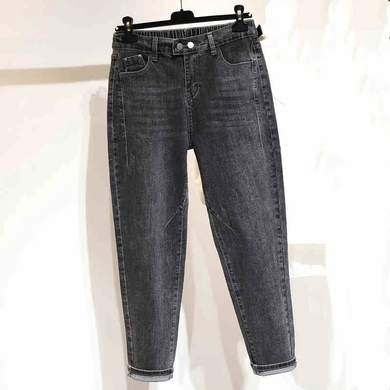 

Women Jeans High Waist Plus Size Softener Zipper Full Length Loose Mom Denim Female Harem Pants