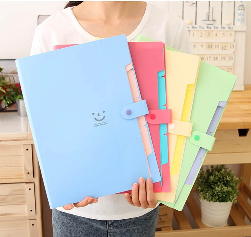 

Simple and convenient smile 5 into the folder Korean A4 file bag file folder test paper folder storage bag organ bag