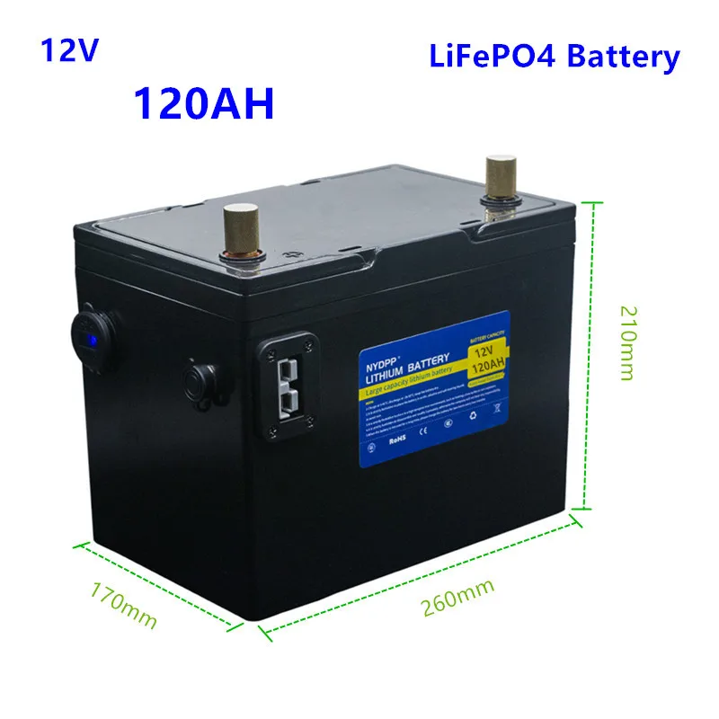 Литиевая батарея Lifepo4 12 в 120 А · ч с Bluetooth В литиевая lifepo4 зарядным устройством 10 для