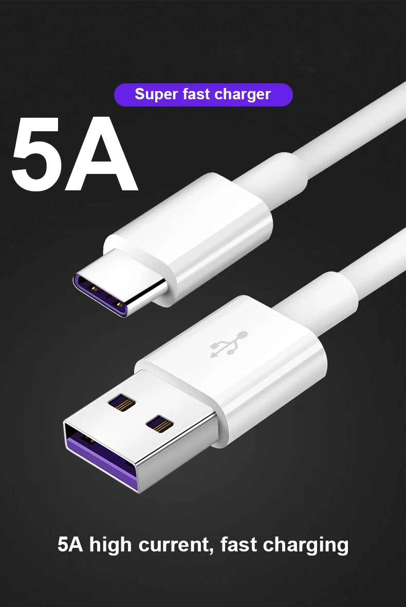5A Supercharge type-C кабель для huawei P30 Pro P20 Lite mate 20 P10 провод для быстрого заряда для SAMSUNG S10+ S9 XIAOMI MI9 MIX3 2S