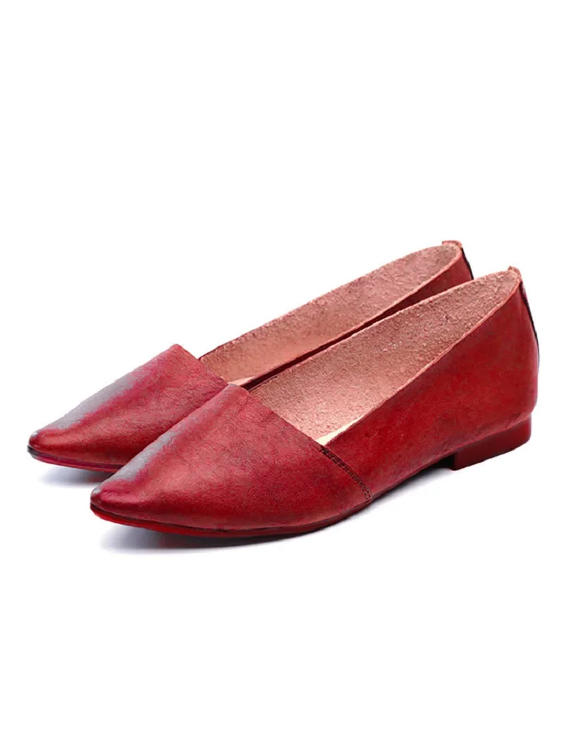 

Shallow Mouth Set Feet Simple Solid Color Comfortable Leather Ladies Single Shoes Spring And Autumn Hot Sale Flat Casual Shoes.