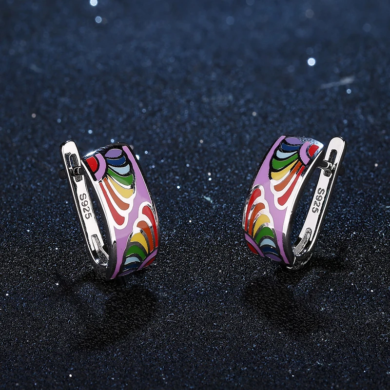 Летняя разноцветная обувь с узором из цветов в виде радуги фиолетовый серьги для