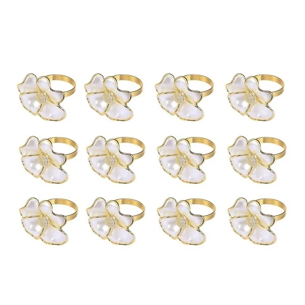 

12 шт./лот кольцо для салфеток в виде белого цветка кольцо для салфеток изысканные кнопки для салфеток в отеле украшение свадебного стола кол...