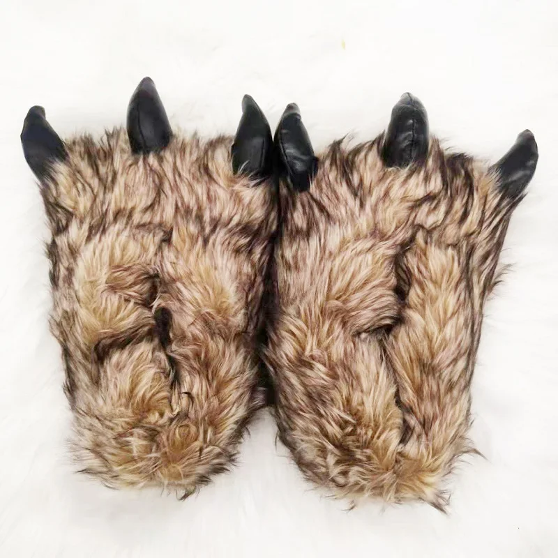 Шлепанцы с мультяшными животными для мужчин и женщин домашние пушистые тапочки