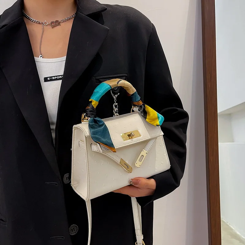 

GZM Women's Shoulder Bags Ribbon Small Square Bag Luxury Brand Designer Handbag High-quality Texture of Metal Tower Buckle