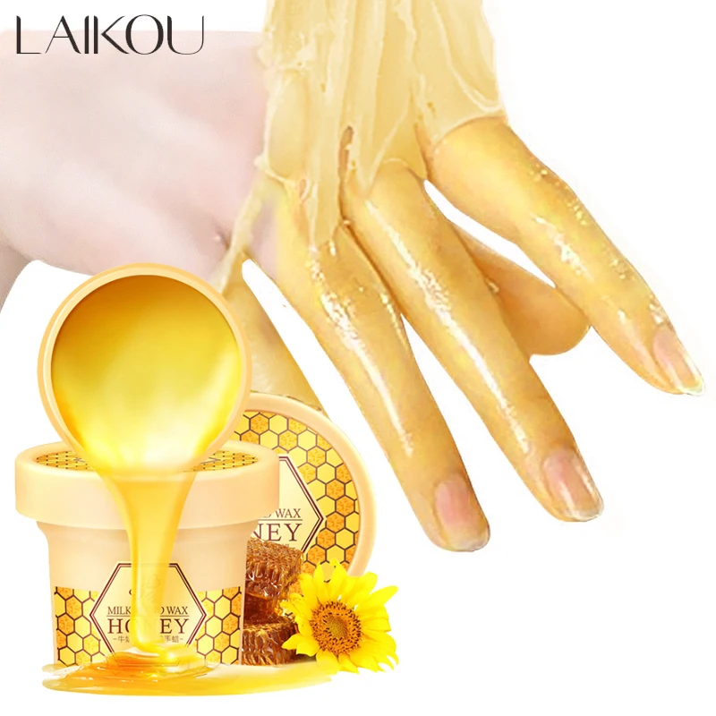 

LAIKOU 120g Milk Honey Hand Mask Whitening Moisturizing Repair Exfoliating Calluses Hand Wax Filming Anti-Aging Hand Skin Cream