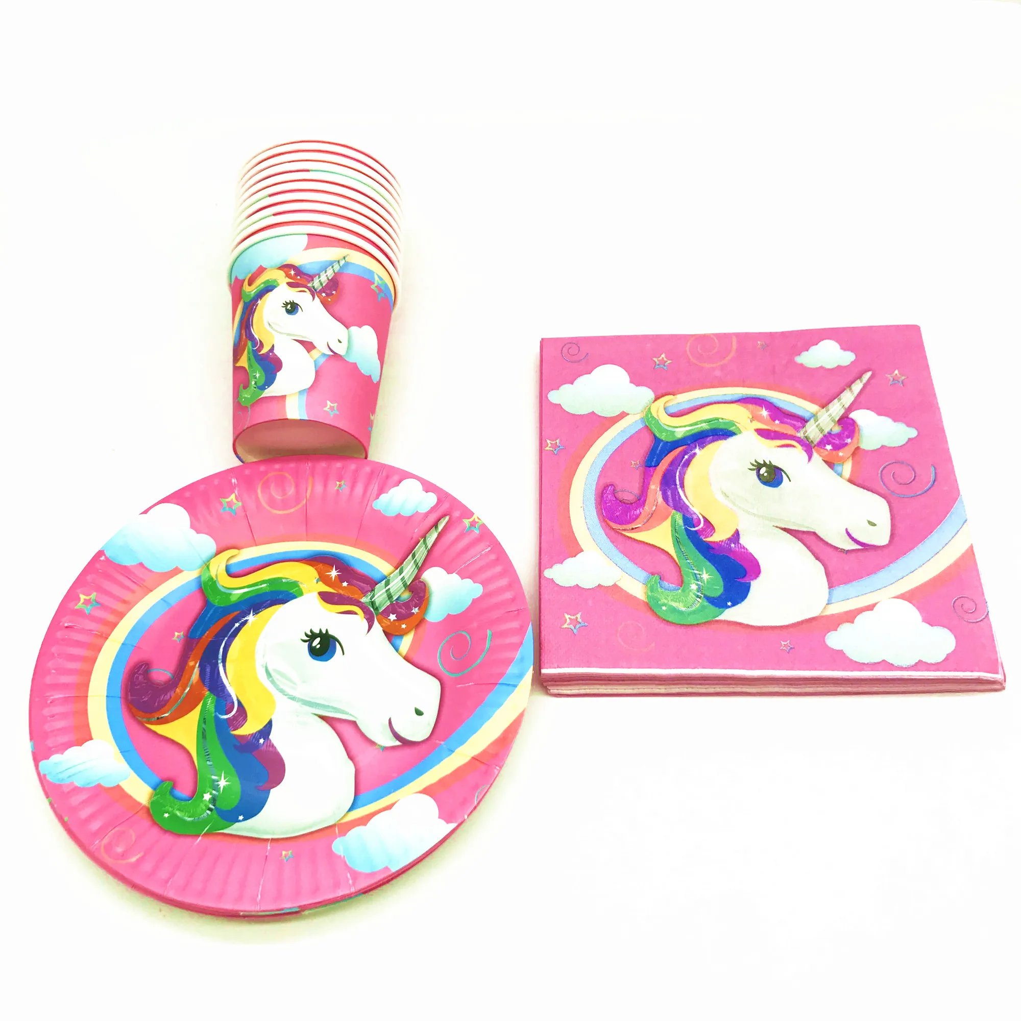 40 шт. Единорог тема Дети Девочки Мальчики посуда для вечеринки в честь Дня