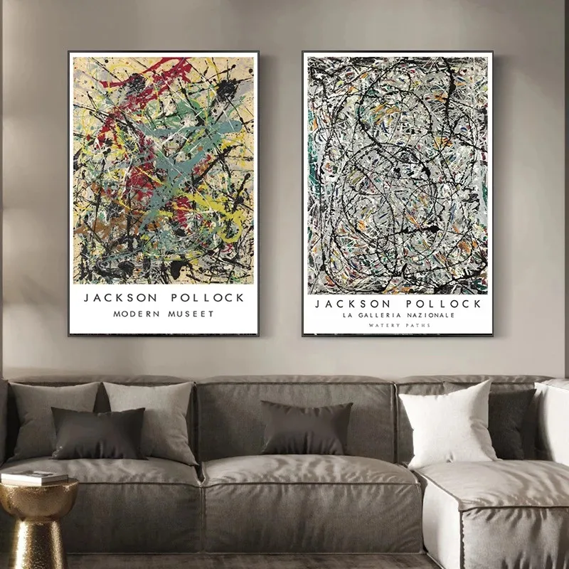 

Jackson Pollock Canvas Painting Abstract Fine Art Posters and Prints Gallery Wall Art Pictures for Living Room Home Decoration