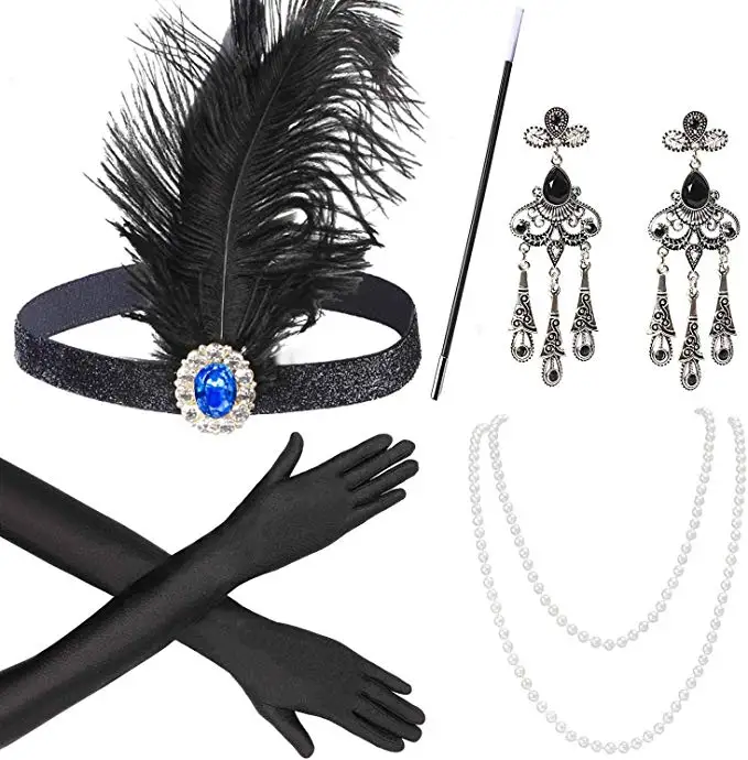 комплект для вечеринки великий гэтсби. аксессуары 20. аксессуары гэтсби. аксессуары 20. повязка на голову в стиле гэтсби.