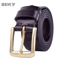 hidup top quality 100 pure cow skin genuine leather belt brass pin buckles metal belts men retro styles jean accessories nwj119