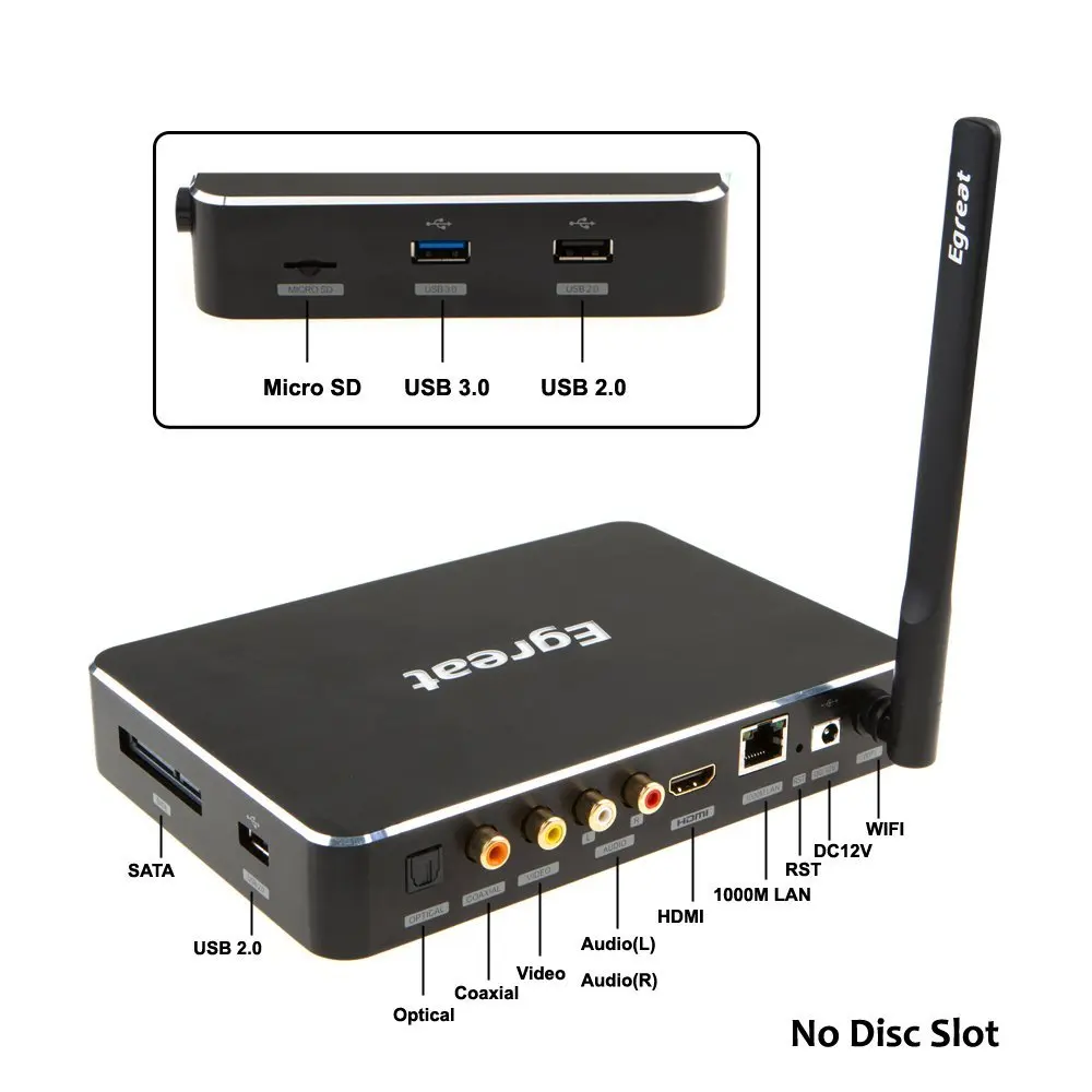 Egreat A5 Android TV Box 3D 4K UHD Media Player SATA OTA Disc Dolby WIFI Blu-ray Hard Disk | Электроника