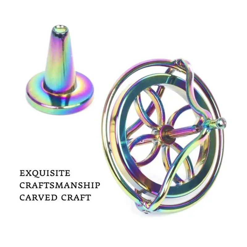 

Desktop Stress Relief Gyroscop Aluminum Alloy Decompression Hypnosis Rotary Gyro Adult Fingertip Toy Kinetic Round Metal Spinner