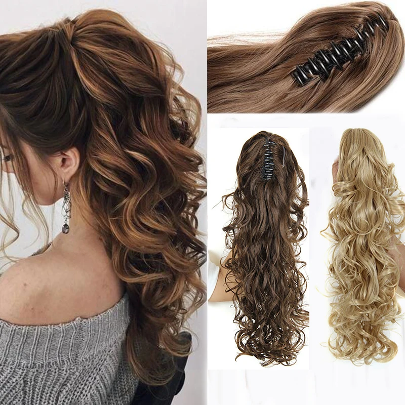 20 ''длинные волнистые конский хвост удлинитель коготь клипса волосы для