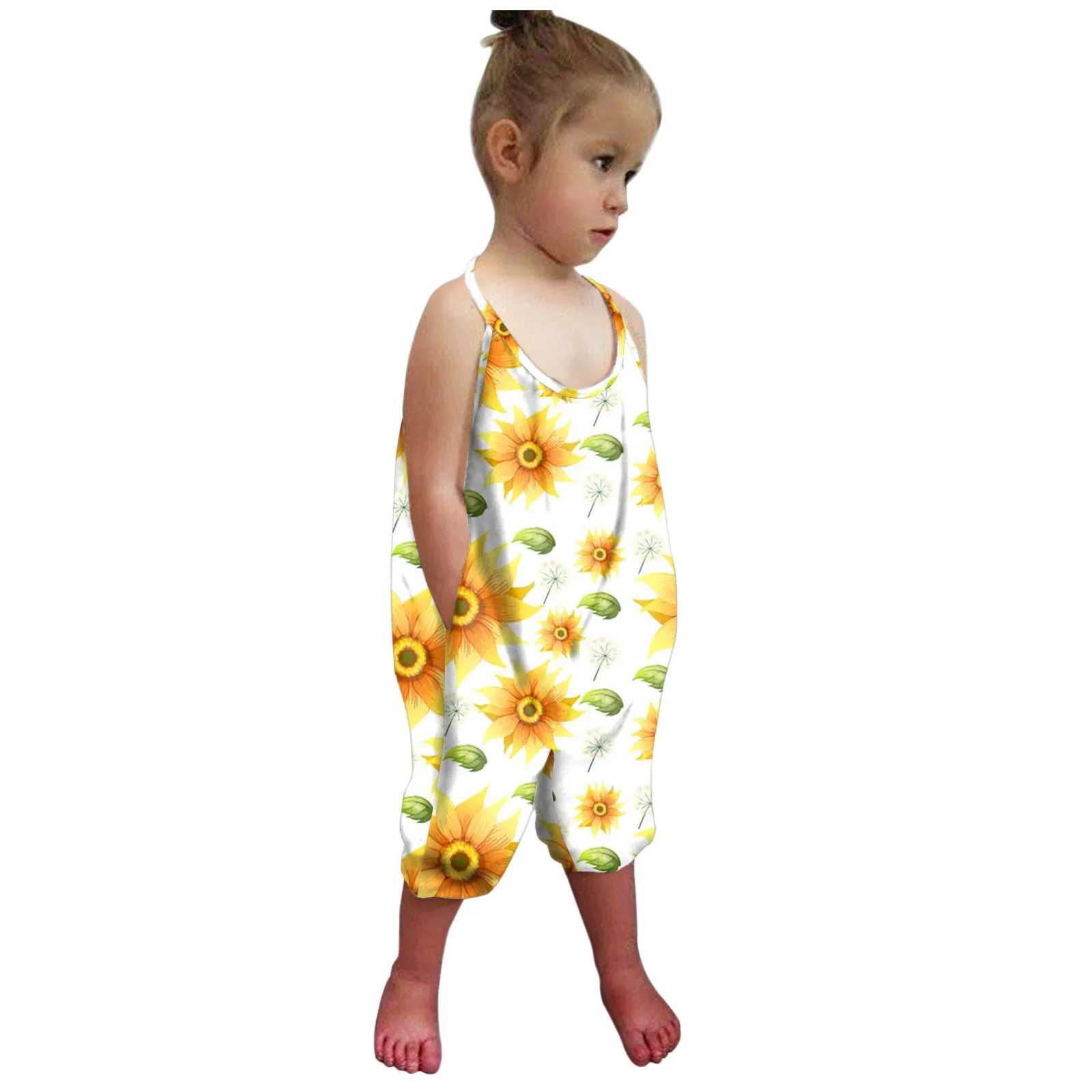 Комбинезон без рукавов на бретельках с открытой спиной и цветочным принтом