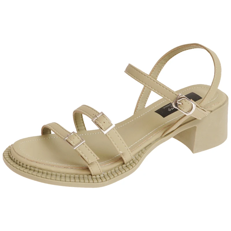 

Sandals Women's Summer Shoes 2021 New Fashion Buckle Open-toed Thick High-heeled Gladiator Sandals White Casual Sandalias Pumps