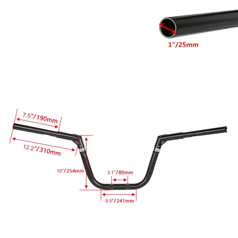 Черный 10 &quotRise 1-1/4" Руль для Harley FLSTC FLSTF FLSTFB FXST FXSTD 2000-17 Heritage Softail Fat Boy Night Train Switchback |