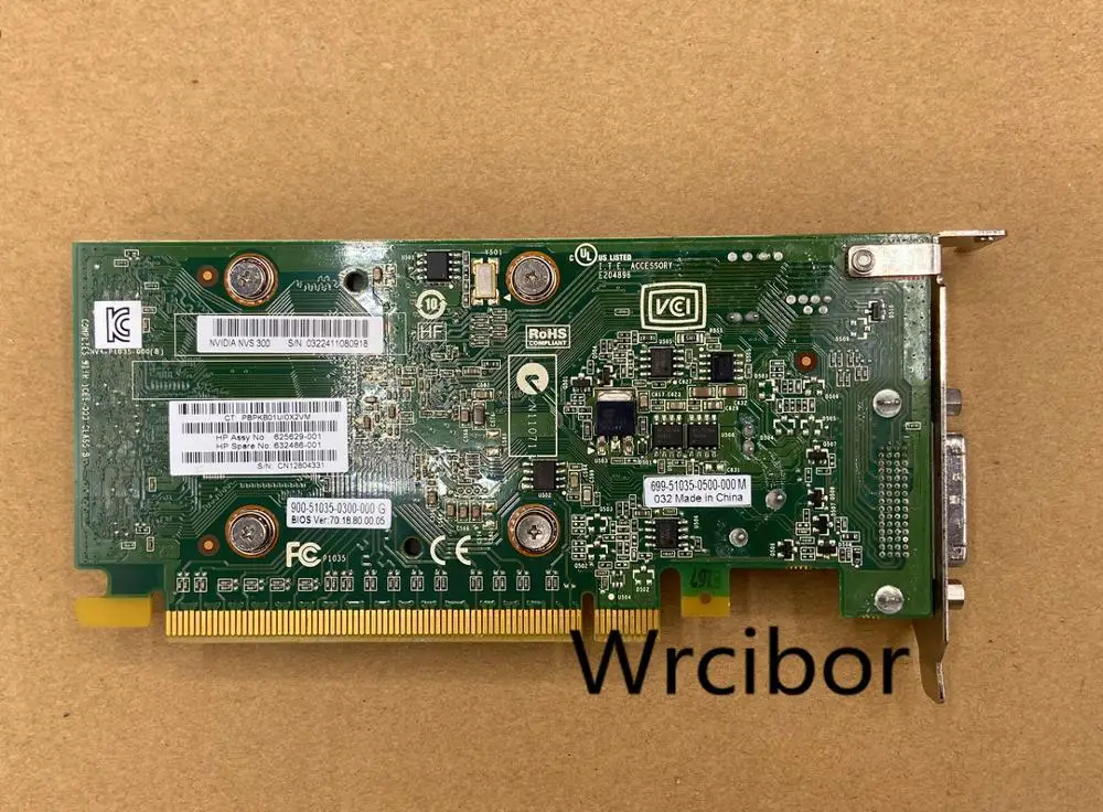 

Quadro NVIDIA NVS300 PCI-E Graphics 512M DDR3 625629-001 Video Card