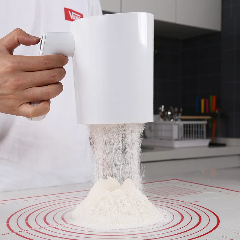

1 Liter Handheld Electric Flour Sieve Icing Sugar Powder Stainless Steel Flour Screen Cup Shaped Sifter Kitchen Pastry Cake Tool