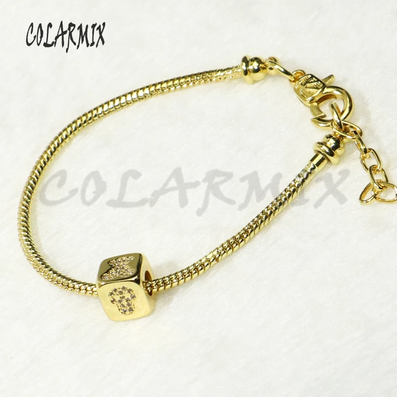 10 шт. браслеты-цепочки 3 кубические бусины браслеты микс Циркон очаровательные