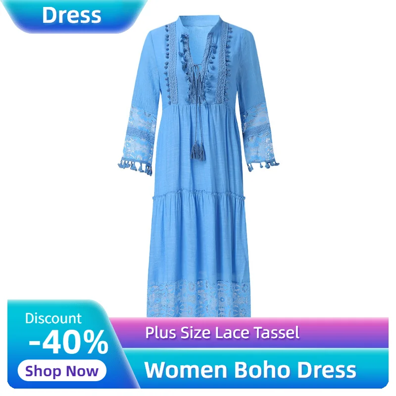 Женское богемное платье с V-образным вырезом однотонное вечернее платье-макси
