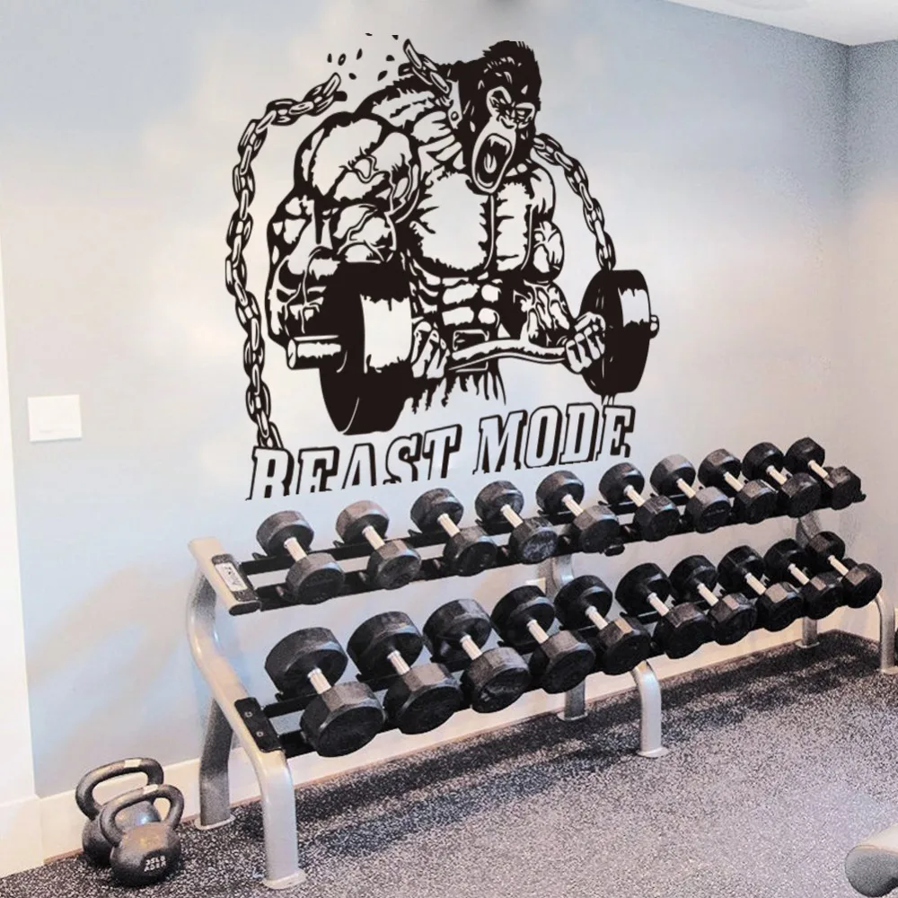 97x80Large King Kong фитнес тренажерный зал Бодибилдинг кетлбелл Настенная Наклейка Crossfit