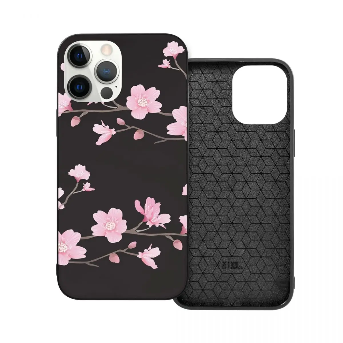 

Cherry Blossom Black PC Glass TPU Phone Case for iPhone 13 12 11 Xs Xr X Pro Max Mini 7 8 Se2 Plus 6 6S