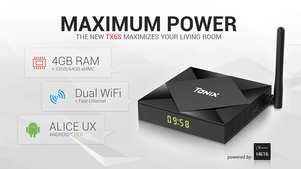 Tanix TX6S Android 10,0 Smart tv BOX Allwinner H616 4 ГБ 32 ГБ 64 Гб TX6 ТВ-приставка поддержка 4K Duble WiFi Youtube Netflix 2 ГБ 8 ГБ