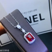 kjjeaxcmy fine jewelry 925 sterling silver inlaid natural ruby gemstone female necklace pendant support detection exquisite