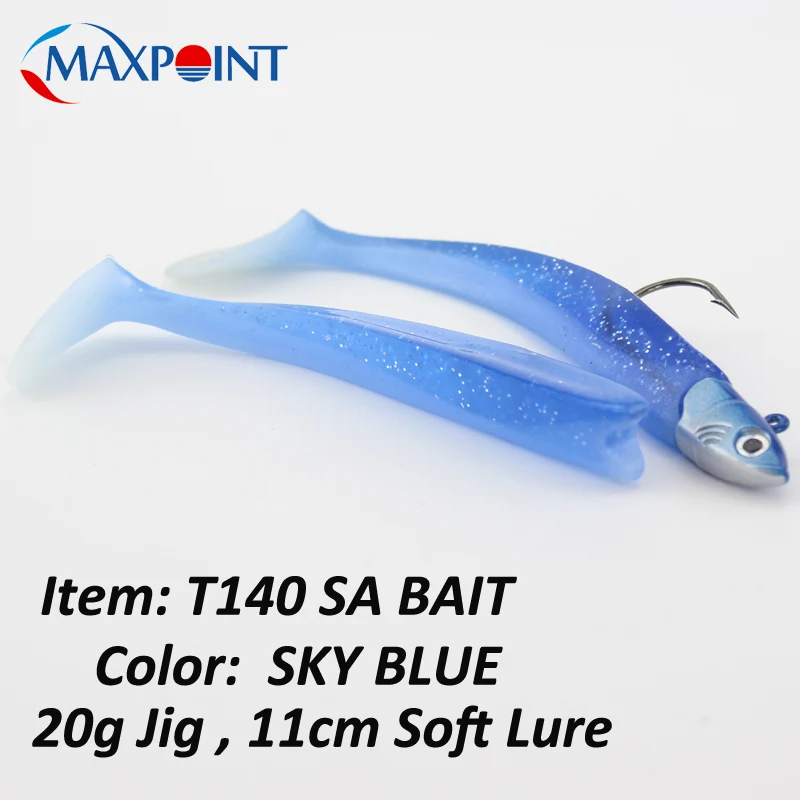 T140BLUE 11 см набор рыболовных приманок с качающимся хвостом Sayori 140 с 20 г джиг голова каяк мягкие приманки Inshore рыболовные приманки гибкие виниловые - Цвет: T140BLUE