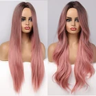 Длинные волнистые синтетические парики ALAN EATON с эффектом омбре, черные розовые парики для женщин, косплей, натуральные волосы средней части, парик из высокотемпературного волокна