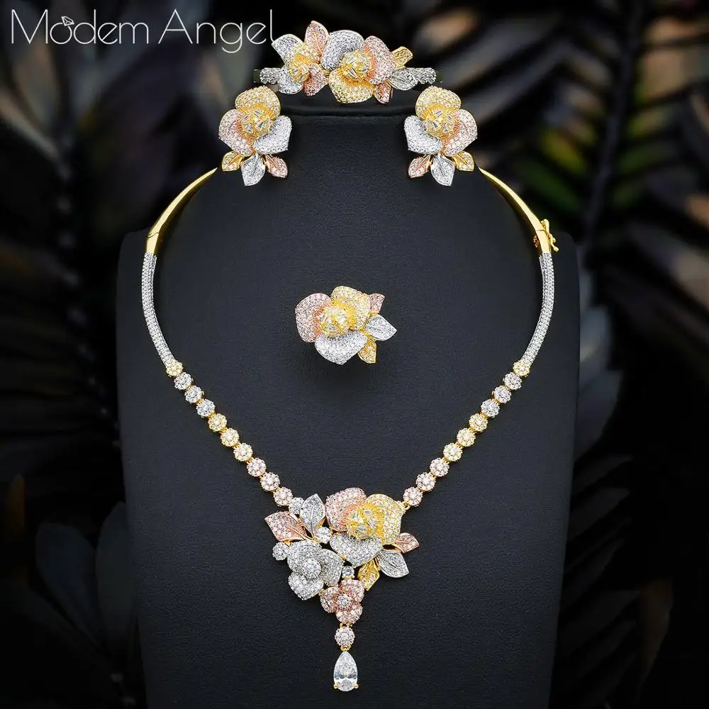 ModemAngel новинка роскошный цветок 4 шт. Африканский кубический циркон CZ нигерийские