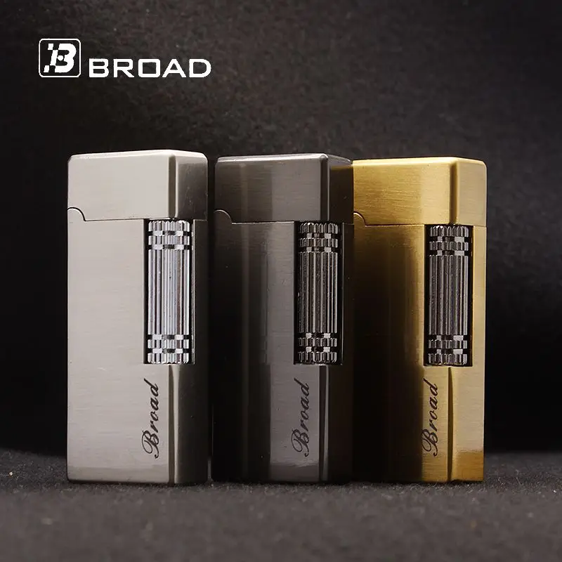 BROAD Metal Gas Lighter Butane Side Slip Grinding Wheel Lighters Cigarettes Accessories Cigar Smoking Gadgets for Men | Дом и сад