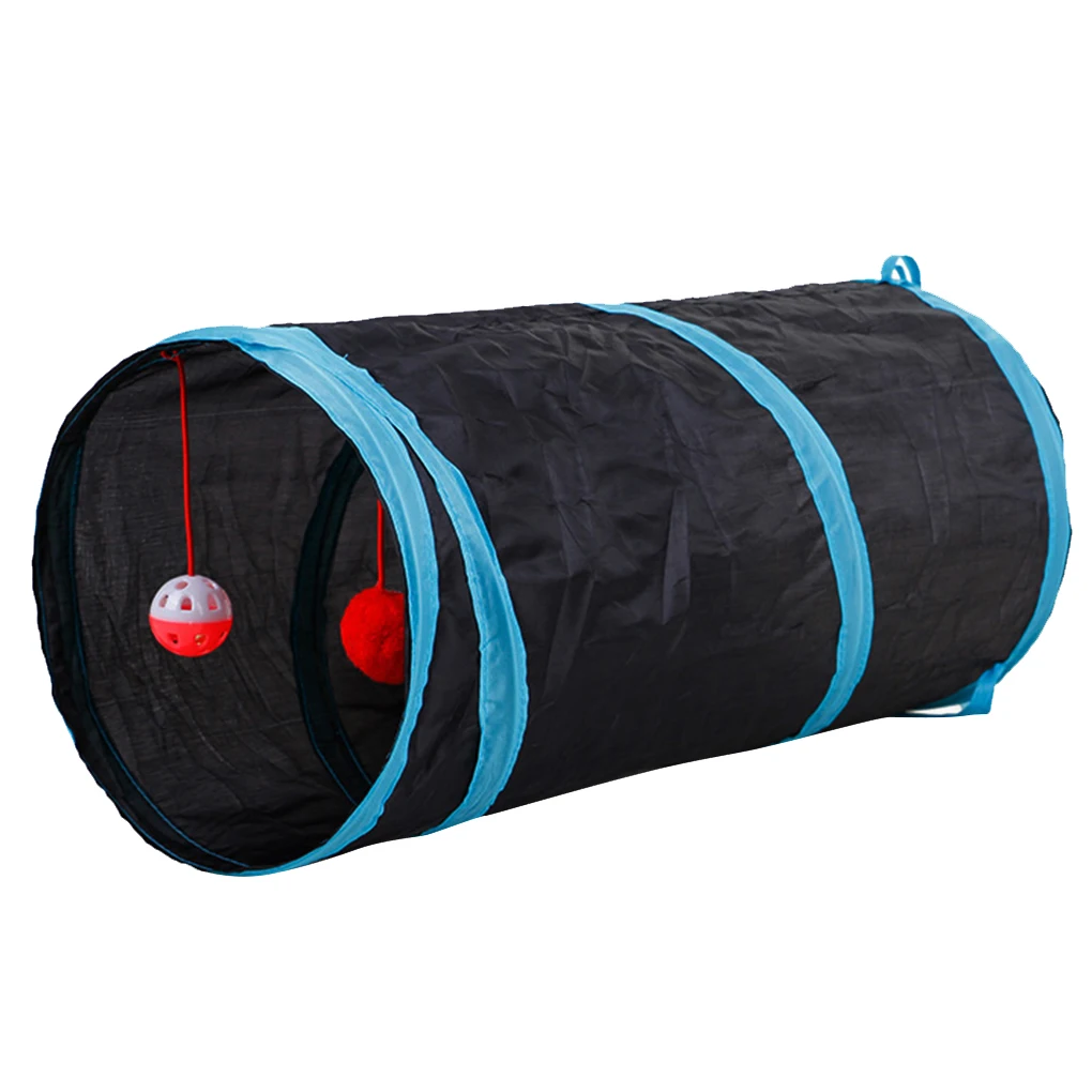 

1PC Cat Tunnel Toy Funny Pet 2 Holes Play Tubes Balls Collapsible Crinkle Kitten Toys Puppy Rabbit Dog Play Tunnel 25cmX50cm