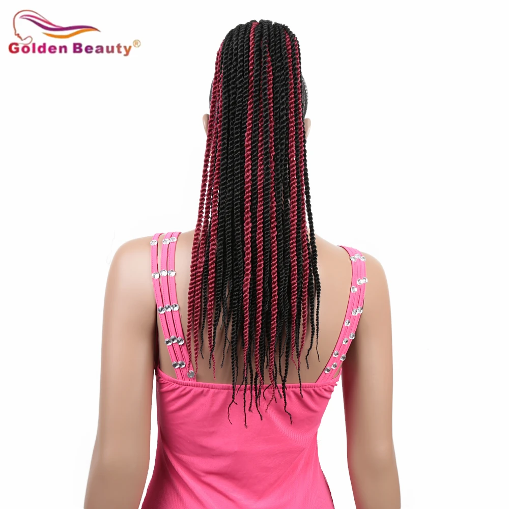 

Golden Beauty Synthetic Hair senegalese Ponytail 20inch Long Straight High Temperature Fiber Ombre Braiding For Black Women