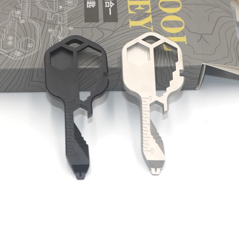 

2pcs Outdoor Emergency Key Tool Portable Multifunctional 24 In 1 Stainless Steel Equipment Screwdriver Key Hole Pendant Tool