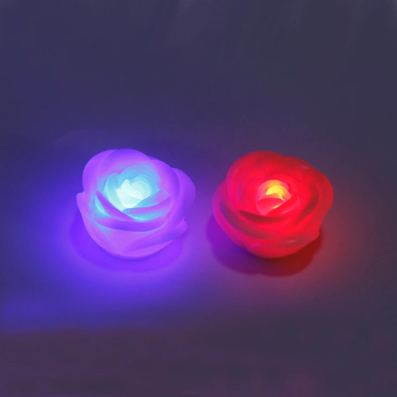 Горячие 7 цветов меняется Авто Беспламенного романтическая роза цветок формы