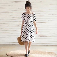 teenager girl cute dot long dresses 2021 kids summer loose holiday beach clothing square collar for gilrs school casual dress